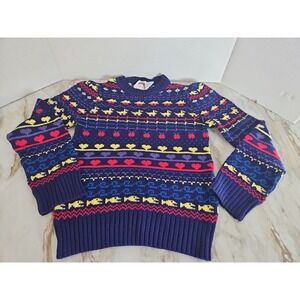 Vintage 90s Kids Sweater Size Small  Eclipse Girls Retro 80s Bright Ducks Hearts